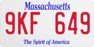MA license plate 9KF649