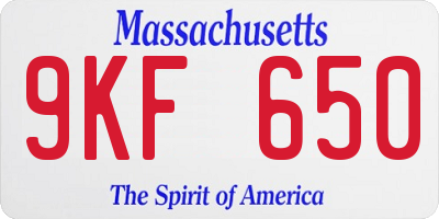 MA license plate 9KF650