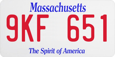 MA license plate 9KF651