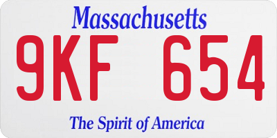MA license plate 9KF654