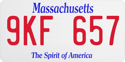 MA license plate 9KF657