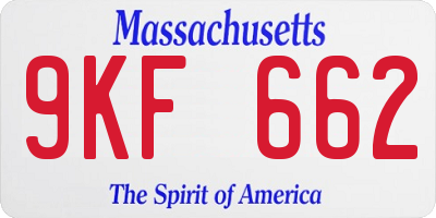 MA license plate 9KF662
