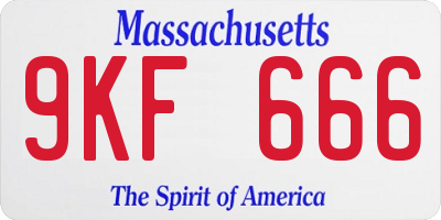 MA license plate 9KF666