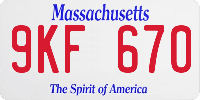 MA license plate 9KF670