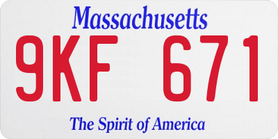 MA license plate 9KF671
