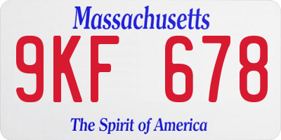MA license plate 9KF678