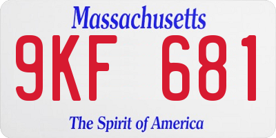 MA license plate 9KF681