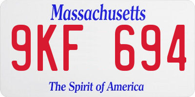 MA license plate 9KF694