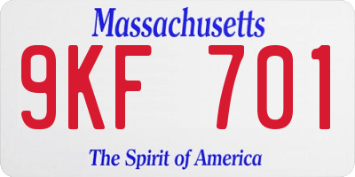 MA license plate 9KF701