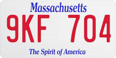 MA license plate 9KF704