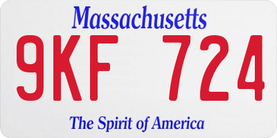 MA license plate 9KF724