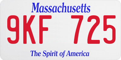 MA license plate 9KF725