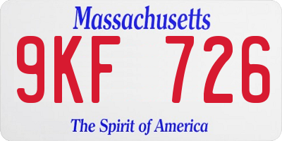 MA license plate 9KF726