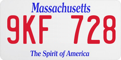 MA license plate 9KF728