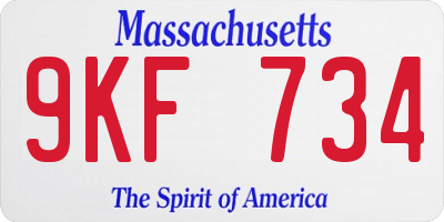 MA license plate 9KF734