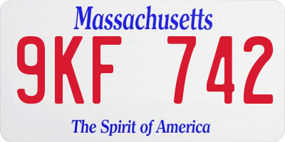 MA license plate 9KF742