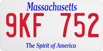 MA license plate 9KF752