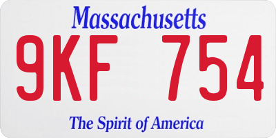 MA license plate 9KF754