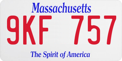 MA license plate 9KF757