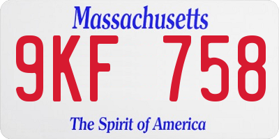 MA license plate 9KF758