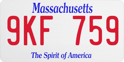 MA license plate 9KF759
