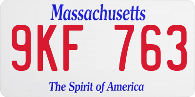 MA license plate 9KF763