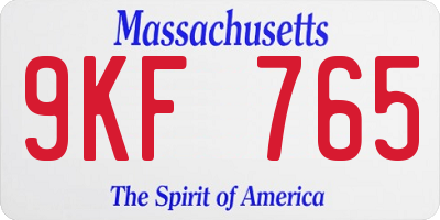 MA license plate 9KF765