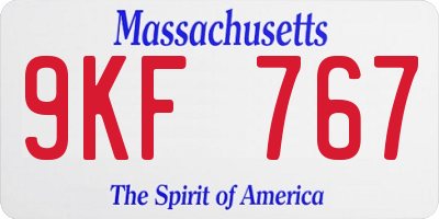 MA license plate 9KF767