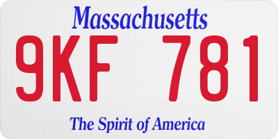 MA license plate 9KF781