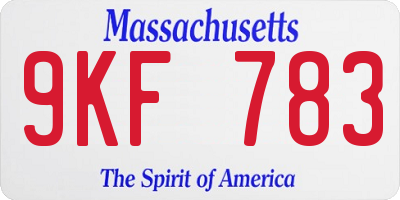 MA license plate 9KF783