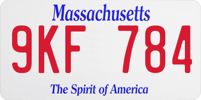 MA license plate 9KF784