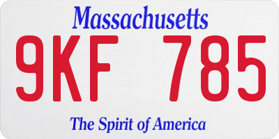 MA license plate 9KF785