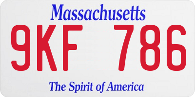 MA license plate 9KF786