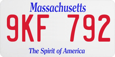 MA license plate 9KF792