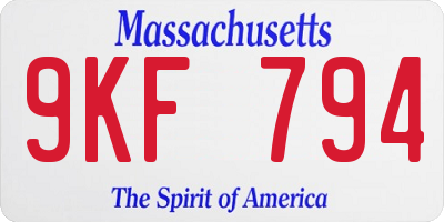 MA license plate 9KF794