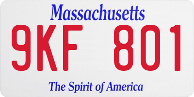 MA license plate 9KF801