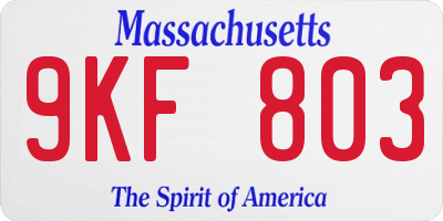 MA license plate 9KF803
