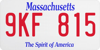 MA license plate 9KF815