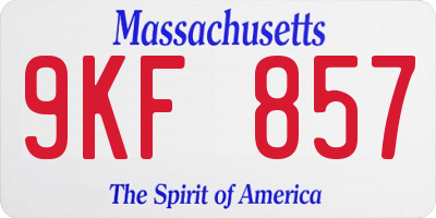 MA license plate 9KF857