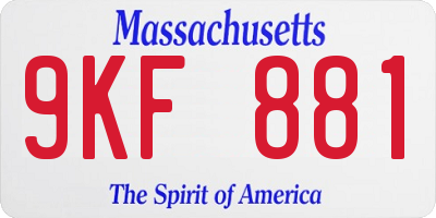 MA license plate 9KF881