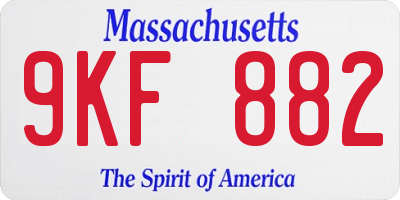 MA license plate 9KF882