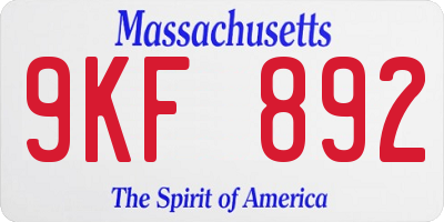 MA license plate 9KF892