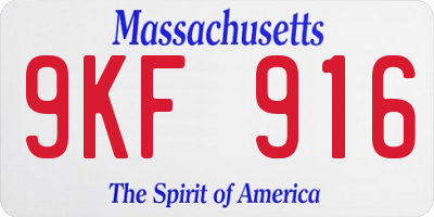 MA license plate 9KF916