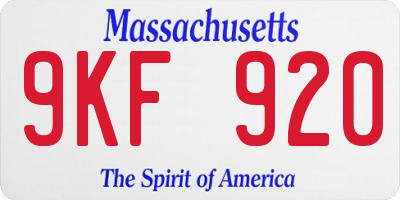 MA license plate 9KF920