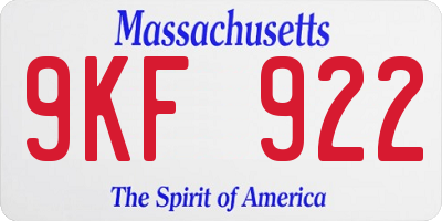 MA license plate 9KF922