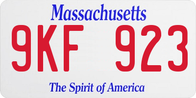 MA license plate 9KF923