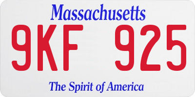 MA license plate 9KF925