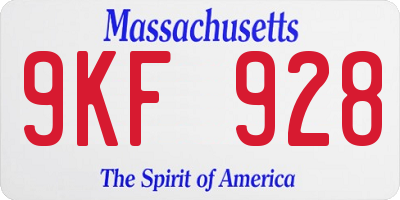 MA license plate 9KF928