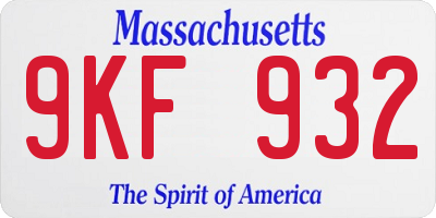 MA license plate 9KF932