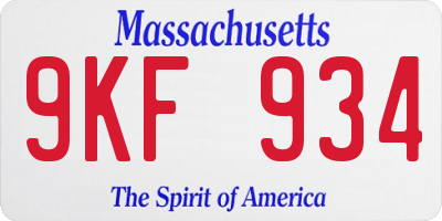 MA license plate 9KF934
